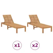 1/2x Solid Wood Teak Sun Lounger Outdoor Garden Day Bed Chaise Lounge vidaXL