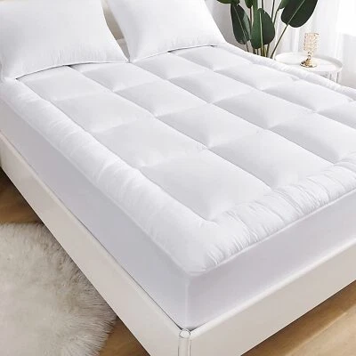 Pillowtop Mattress Topper Pad Quilted 600GSM Extra Padded Double Border Design