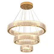 Eli & Co. Lighting Vela Tiered 3-Ring Crystal Chandelier – Gold Finish
