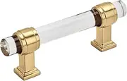 [Amerock] Cabinet Pull | Clear/Champagne Bronze | 3 inch (76 mm) Center to Center | Glacio | 1 Pack | Drawer Pull | Drawer Handle | Cabinet Hardware