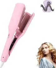 French Curls Iron, Create Frizz-Free French Curls Effortlessly Curling Irons,Anti-Scald Hair Crimper, Up and Adjustable Temperature for All Hairs Types (Pink)