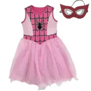 Pink Red Girls Spider Girl Costume Dress Up Superhero Spider Man Fancy Dress Short Sleeve 150 (9-10 years)