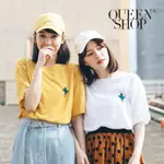 QUEENSHOP【01037300】仙人掌刺繡造型竹節棉短T 兩色售＊預購＊