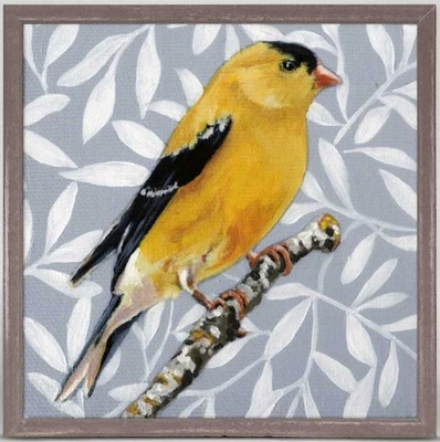 GreenBox - Framed Canvas 6" x 6" - Goldfinch on Blue