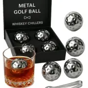 Golf Ball Whiskey Chillers, 5 Set, Stainless Steel Whiskey Stones, Rocks, Gre...