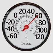 #6700 Taylor Large 13.5 Easy to Read In/Outdoor Black Dial Thermometer F/C