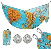 Retro Sea Fish Cuttlefish Blue 330lb Capacity Camping Hammocks with Portabl Carry Bag Portable Hammock for Camping & Hiking Essential capas para la Lluvia