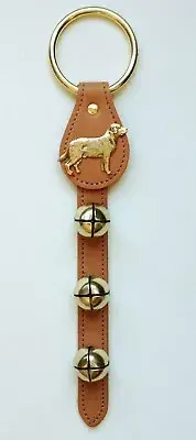 TAN LEATHER LABRADOR RETRIEVER BELL STRAP WITH BRASS PLATED BELLS
