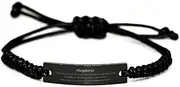 [Generic] Black Rope Bracelet Nephew Psalm 145: 18-19 Engraved Inspirational Gifts for Christmas and Graduation, confidence, hope, Small, Silver Plated Zinc, Cubic Zirconia