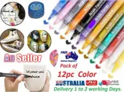 12PCS Acrylic Paint Marker Pens Permanent Art Rock Metal Glass Pebble WaterproAF