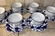 NWT Richard Ginori Laveno Paola Navone 6 Coffee Cups & Saucers Blue Sponge Italy