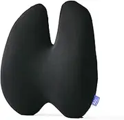 Cushion Lab Extra Dense Lumbar Pillow - Patented Ergonomic Multi-Region Firm Back Support for Lower Back Pain Relief - Lumbar Support Cushion w/Strap for Office Chair, Car, Sofa, Plane - Black