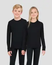 Youth TERRAMAR 2.0 Kids Thermapeak 2-Layer Crew Baselayer Top BLACK #W8363