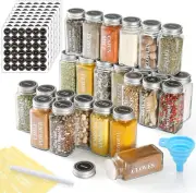 36 Pcs Glass Spice Jars with Spice Labels - 4Oz Empty Square Spice Bottles - Sha