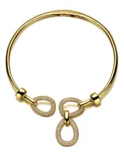 Rachel Glauber 14K Plated CZ Modern Triple Mesh Collar Necklace