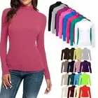 Womens Plain Long Sleeve Turtle Polo Neck Top Ladies Roll Neck Top Jumper 8-26