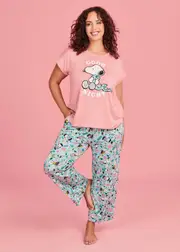 [Taking Shape] Taking Shape Peanuts Snoopy Print Pyjama Pant Size 10 in Print - Plus Size Women's Clothing Print