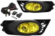 SILILAN 1 Pair 12V Car Fog Lamp for Civic Sedan 2009-2011 Left & Right Front Bumper Grille Driving Fog Light H11 55W with Harness(Yellow)