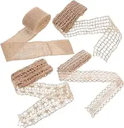 CIMAXIC 4 Rolls Vintage Hollow Burlap Ribbon Set for DIY Floral Projects Multi Function Wrapping Crafting and Present Packaging Durable Ribbons for Bouquets and Wreaths