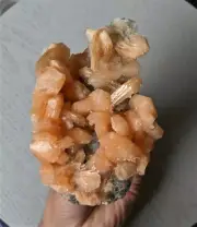 Dark Orange Stilbite with Druzy blue Chalcedony Natural Crystal