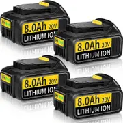 Compatible 4Pack 8.0AH 18V/20V Replacement for Dewalt 18V Battery Compatible with Dewalt Battery DCB184 DCB180 DCB181 DCB182 DCB183 DCB184B-XJ DCB1...