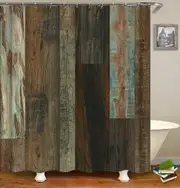 Worn Turquoise Wood Shower Curtain