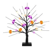 24 inch Halloween Tree LED Bonsai Night Light, Battery Powered for Home, Festival, Party, and Christmas Decoration