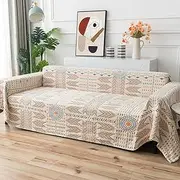Osunnus Cotton Couch Cover Washable Boho Reversible Throw Sofa Cover Geometric Jacquard Multi-Use Furniture Protector for 2 Cushion Sectional L Shaped Sofa Bed Boho Home Decor, 79" x 102"