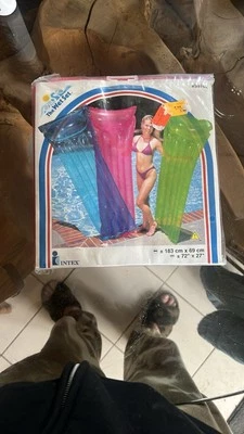 The Wet Set 59702 Inflatable Pool Raft Float 72”x27" Intex Green NEW Vtg 1999
