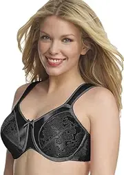 [Bali] Satin Tracings Underwire Minimizer Bra - Black - 38DD