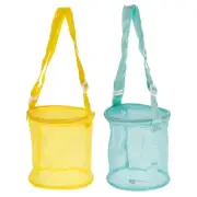 2pcs Mesh Beach Bag, Sea Shells Mesh Tote Sand Boxes Nets Bags, Yellow Green