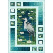 Quilt Kit -Harmony-42" X 61" Tranquil Waters Blue Heron Panel Wall Quilt-Light