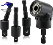 4-Piece Right Angle Drill Adaptor, Impact Drill Bit Extension, 360° Rotatable 1/