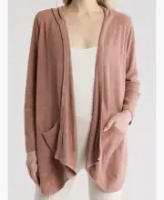 Barefoot Dreams CozyChic Ultra Lite Seahorse Hooded Soft Cardigan Clay Size S