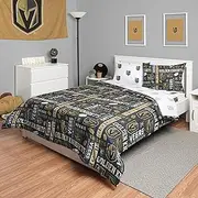 FOCO Vegas Golden Knights NHL Team Color Bed in a Bag Comforter Bedding 5 Piece Set - Full