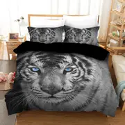 White Tiger Quilt Doona Duvet Cover Pillow Case Set