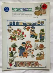 Coats Intermezzo, COUNTRY BEARS. Cross stitch pattern, garden, children