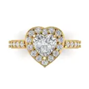 2.05ct Heart Engagement Promise Solitaire Halo Bridal Ring 14k Yellow Gold