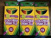 Junk Drawer #3 - 3 Packs Of NEW 12 Nontoxic Crayola Colored Pencils #68-4012
