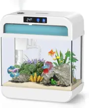 Fish Tank Aquarium 2.2 Gallon with Humidifier 7 Color Auto-Looping Light White