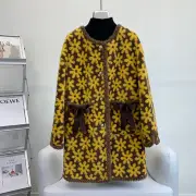 Winter Womens Real Lamb Wool shearling Fur Mid Long Trench Coat Overcoat Buttons