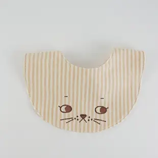 現貨(剩下細橫條紋)台灣製造100%針織純棉貓來了刺繡貓咪圍兜兜口水巾22x26cm_貓咪嬰兒口水巾育兒用品推薦貓咪領巾