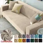 Velvet Elastic Sofa Covers 1/2/3/4 Seats Solid Couch Cover L Shaped Sofa Bench
