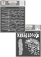 CrafTreat Texture Stencils for Painting on Wall Art, Canvas, Home Decor, Furniture and Scrapbooking - Mixed Media - 6x6 Inches - Wood Plank & On Road Stencil(2Pcs) - Background Craft Painting Stencils