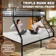 Bunk Bed Double Single Triple Metal Frame Beds Children Bedroom Kids Furniture B