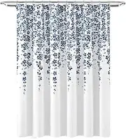 [Lush Decor] Weeping Flower Shower Curtain, 72" W x 72" L, Navy & Blue