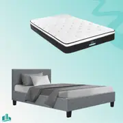 King Single Package | Coogee Bed Grey & Bonita Euro Top Mattress (Medium Firm)