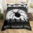 Spider Web Comforter Cover Twin, Black Cobweb Duvet Cover Happy Halloween