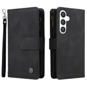 Scratch-proof Pu Leather Zipper Card Slots Phone Case For Samsung Galaxy S24