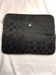 NEW W/ TAG. COACH "C" BLACK CANVAS I-PAD 11X9-IN. HALF ZIPPPERED COVER.